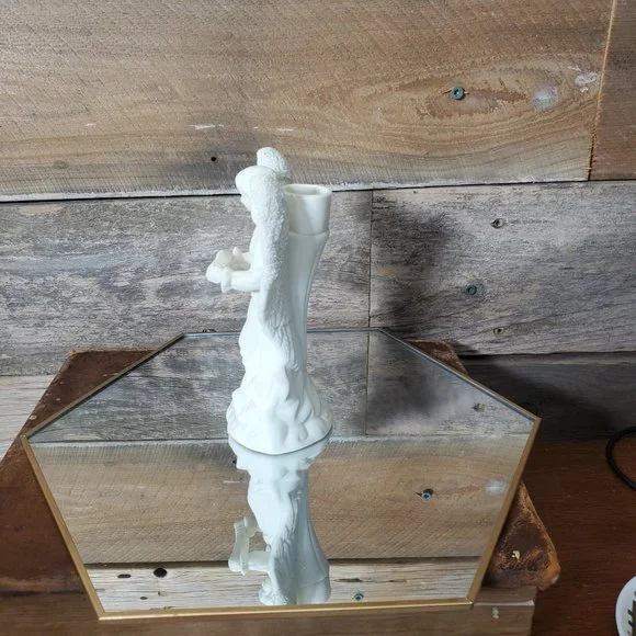 Hermitage Pottery Jade Angel Taper Candle Holder - Playing Accordion - Picture 6 of 7